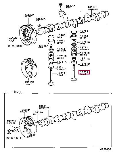 Toyota 13715-64011 Exhaust valve 1371564011