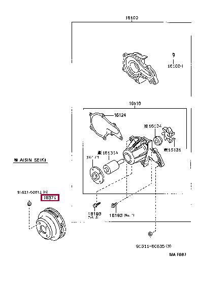 Toyota 16371-15070 Pulley crankshaft 1637115070