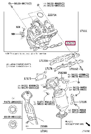 Toyota 17177-0Q030 Gasket, intake manifold 171770Q030