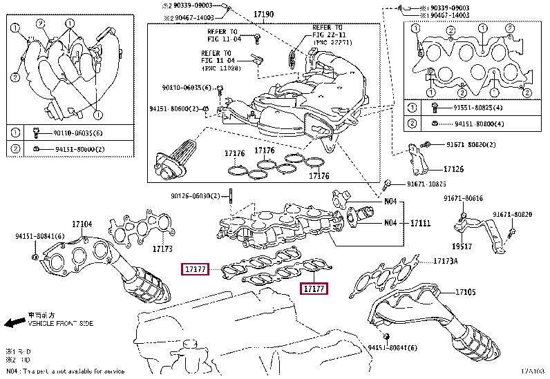 Toyota 17177-31020 Gasket, intake manifold 1717731020