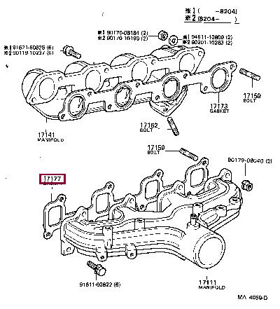 Toyota 17177-54011 Gasket, intake manifold 1717754011