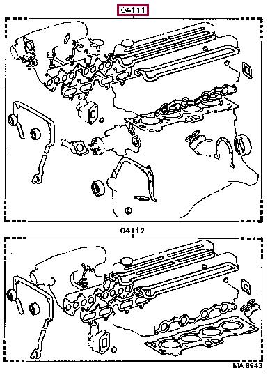 Toyota 04111-16071 Full Gasket Set, engine 0411116071