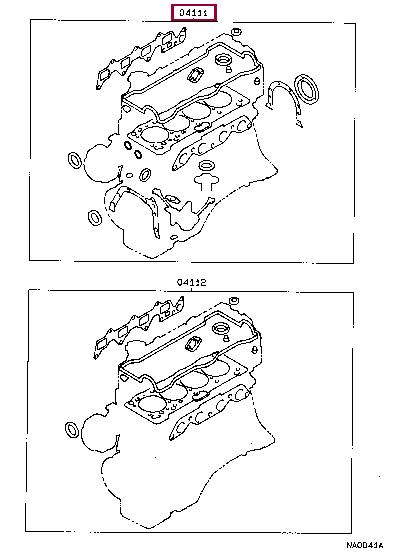 Toyota 04111-16131 Full Gasket Set, engine 0411116131