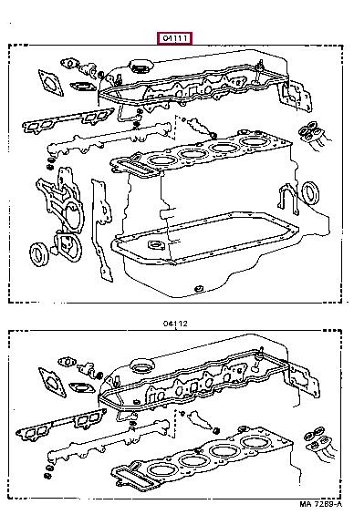 Gasket set complete Toyota: 0411135360 Toyota Full Gasket Set, engine