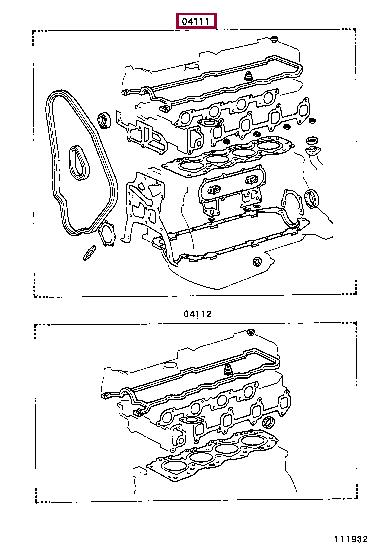 Toyota 04111-54051 Full Gasket Set, engine 0411154051