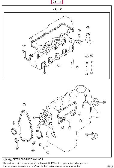 0411154121 Toyota Full Gasket Set, engine