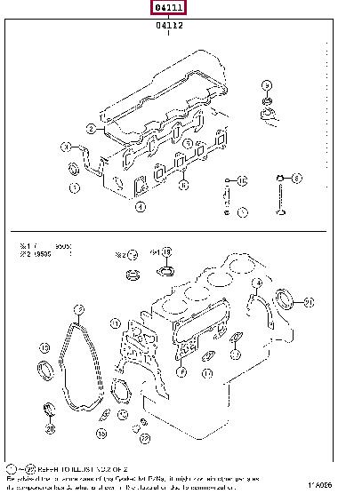 0411154280 Toyota Full Gasket Set, engine