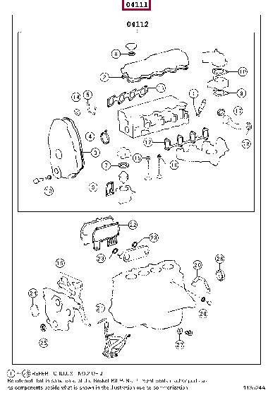 0411154810 Toyota Full Gasket Set, engine