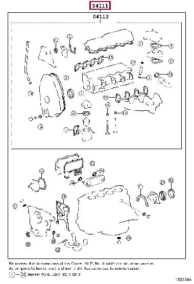 Toyota 04111-54860 Full Gasket Set, engine 0411154860 0411154860 Toyota Full Gasket Set, engine