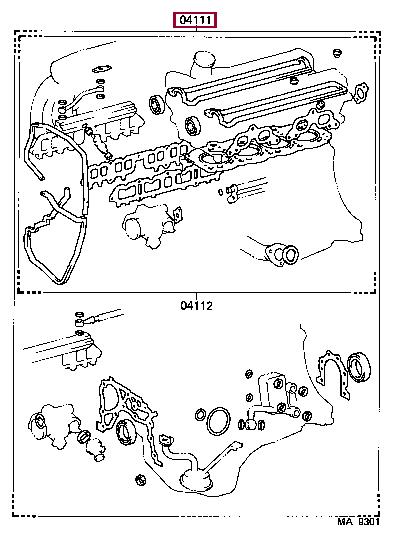 Toyota 04111-74063 Full Gasket Set, engine 0411174063