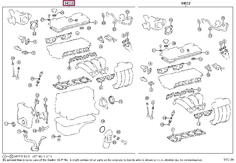 Toyota 04111-75091 Full Gasket Set, engine 0411175091