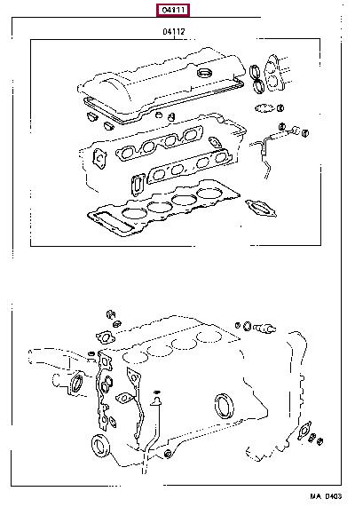 Engine gasket set Toyota Previa: 0411176080 Toyota Full Gasket Set, engine