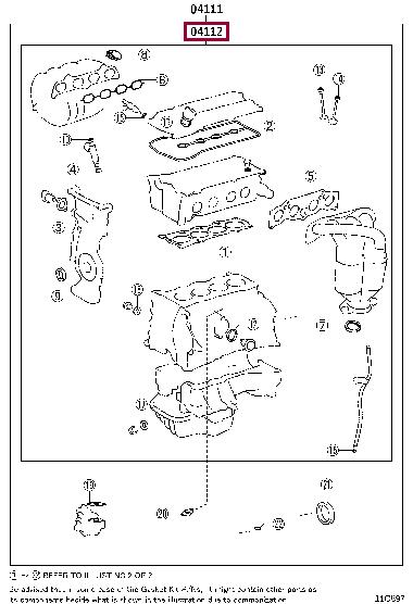 Engine head gasket Toyota Avalon: 041120H230 Toyota Gasket Set, cylinder head