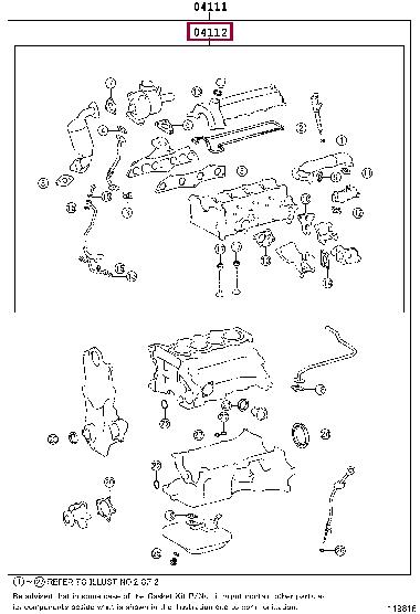 Cylinder head seal Toyota Yaris: 041120N030 Toyota Gasket Set, cylinder head