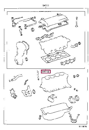 Top gasket Toyota Paseo: 0411211131 Toyota Gasket Set, cylinder head