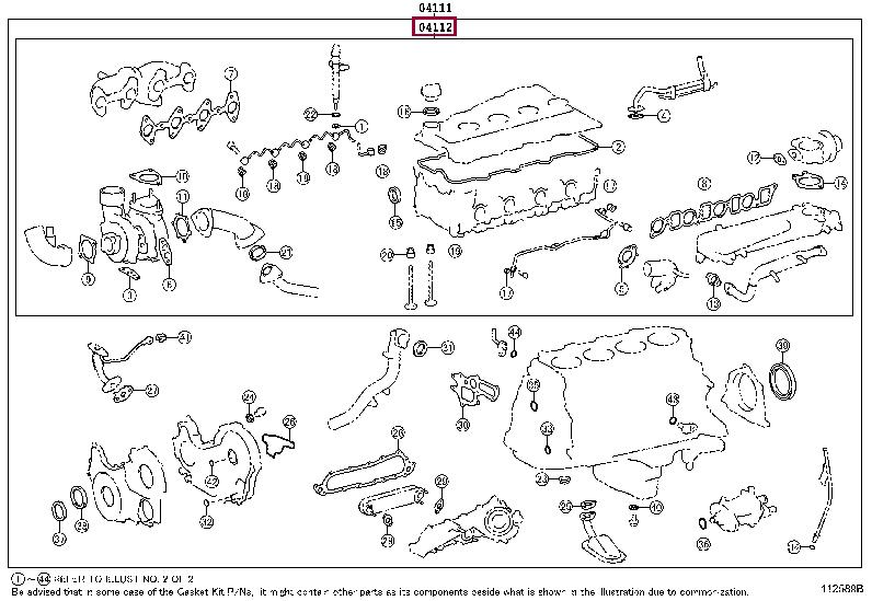 Cylinder head seal Toyota: 0411230050 Toyota Gasket Set, cylinder head