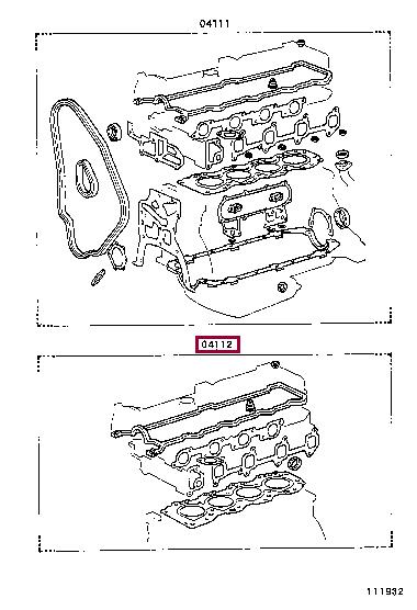 Toyota 04112-54033 Gasket Set, cylinder head 0411254033