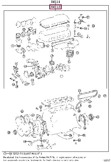 Engine head gasket Toyota: 0411258102 Toyota Gasket Set, cylinder head