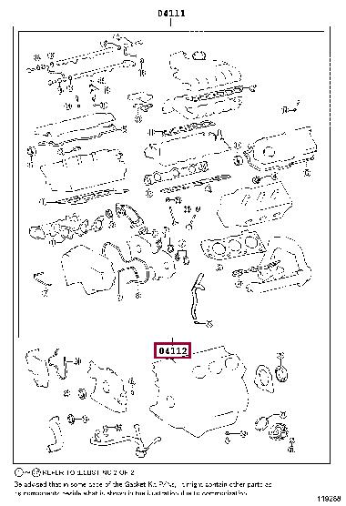 Cylinder head seal Toyota Hiace: 0411262110 Toyota Gasket Set, cylinder head