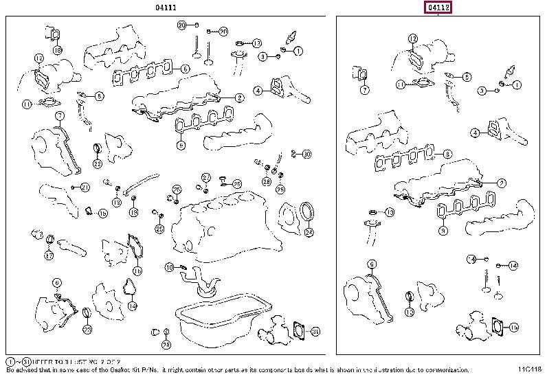 Top gasket Toyota Liteace: 0411264242 Toyota Gasket Set, cylinder head