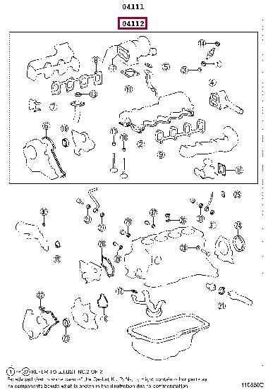 Top gasket Toyota Cresta: 0411264272 Toyota Gasket Set, cylinder head