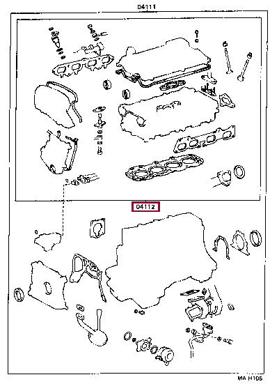 Top gasket Toyota Celica: 0411274521 Toyota Gasket Set, cylinder head