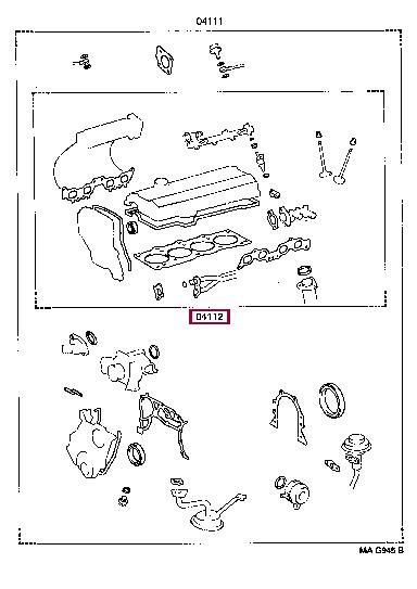 Top gasket Toyota Carina E: 0411274562 Toyota Gasket Set, cylinder head