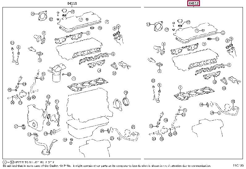 Top gasket Toyota Hilux: 0411275171 Toyota Gasket Set, cylinder head