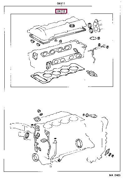 Engine head gasket Toyota Previa: 0411276080 Toyota Gasket Set, cylinder head