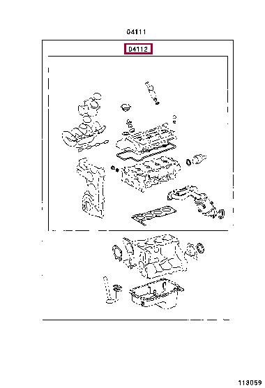 Top gasket Toyota Cami: 04112BZ102 Toyota Gasket Set, cylinder head