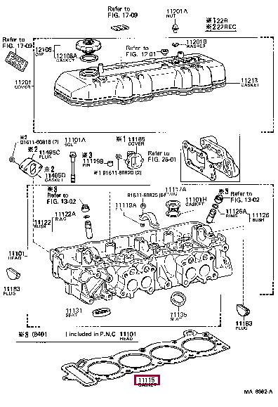 Toyota 11115-35060 Gasket, cylinder head 1111535060