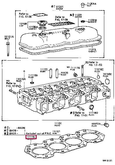 Toyota 11115-58012 Gasket, cylinder head 1111558012