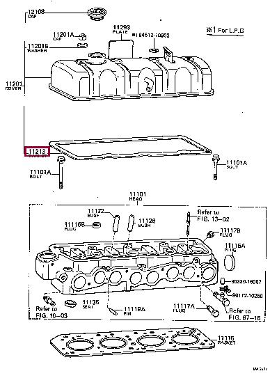 Toyota 11213-31011 Gasket, cylinder head cover 1121331011