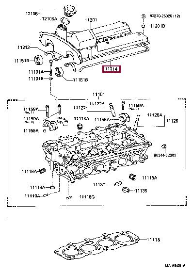 Toyota 11214-88380 Gasket, cylinder head cover 1121488380