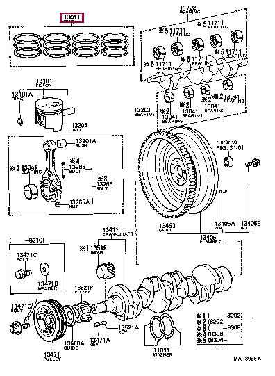 Toyota 13011-54020 Piston Ring Kit 1301154020