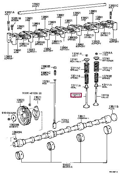 Toyota 13711-68010 Intake valve 1371168010