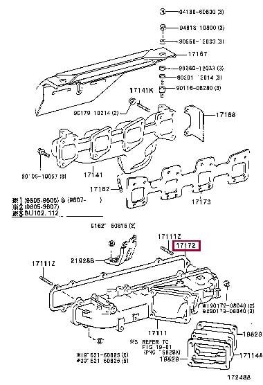 Engine intake manifold gasket Toyota Dyna: 1717158010 Toyota Intake manifold gasket
