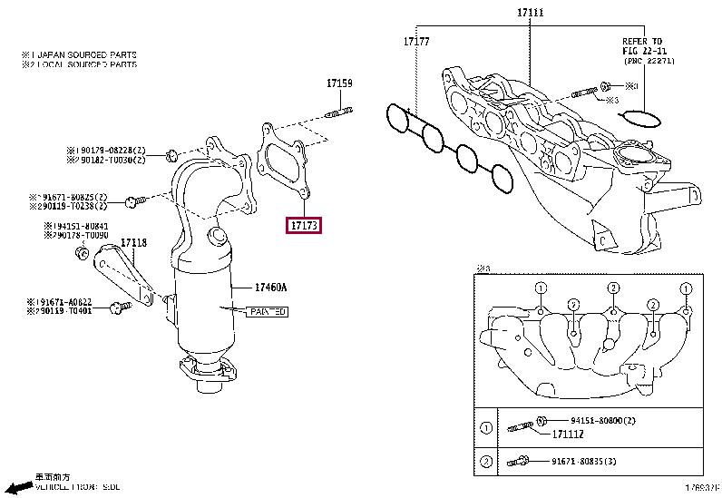 171730Y010 Toyota Exhaust manifold gasket