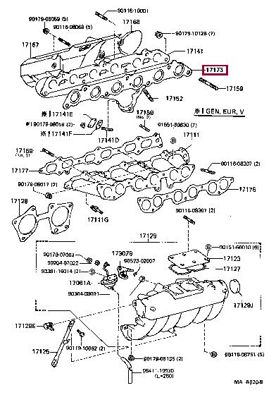 Toyota 17173-43040 Exhaust manifold dichtung 1717343040
