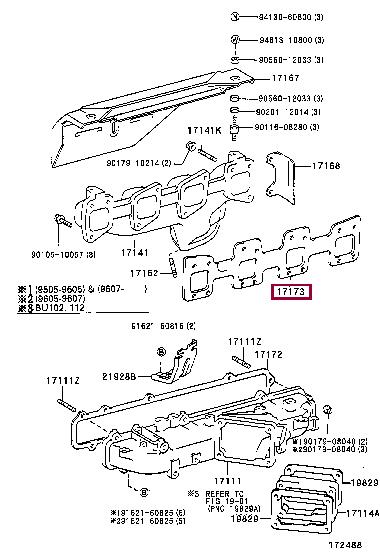 Exhaust manifold seal Toyota Dyna: 1717358030 Toyota Exhaust manifold gasket
