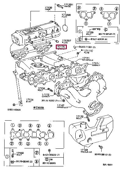 Toyota 17176-35010 Gasket, intake manifold 1717635010