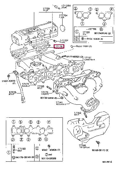 Toyota 17176-35020 Gasket, intake manifold 1717635020