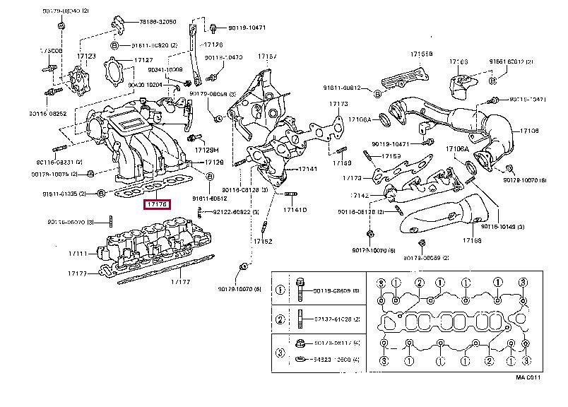 Toyota 17176-62020 Gasket, intake manifold 1717662020