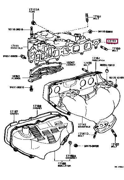 Toyota 17177-35010 Gasket, intake manifold 1717735010