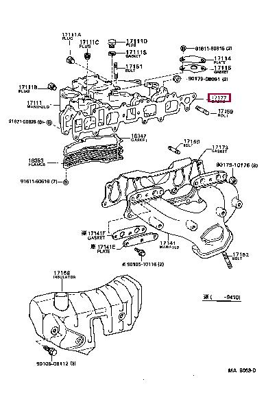 Toyota 17177-35050 Gasket, intake manifold 1717735050