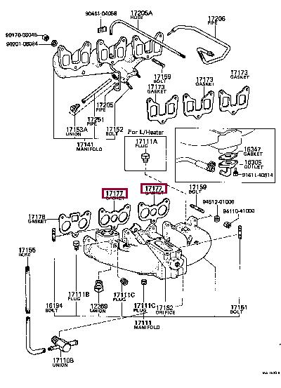 Air inlet manifold gasket Toyota Crown: 1717741010 Toyota Intake manifold gasket