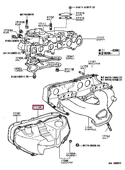 Toyota 17188-38010 Exhaust manifold dichtung 1718838010