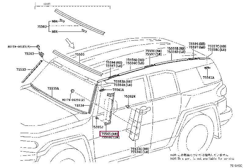 7556535010 Toyota Tailegate surnd