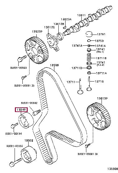 Toyota SU001-00088 Timing belt tensioner pulley SU00100088 SU00100088 Toyota Timing belt tensioner pulley