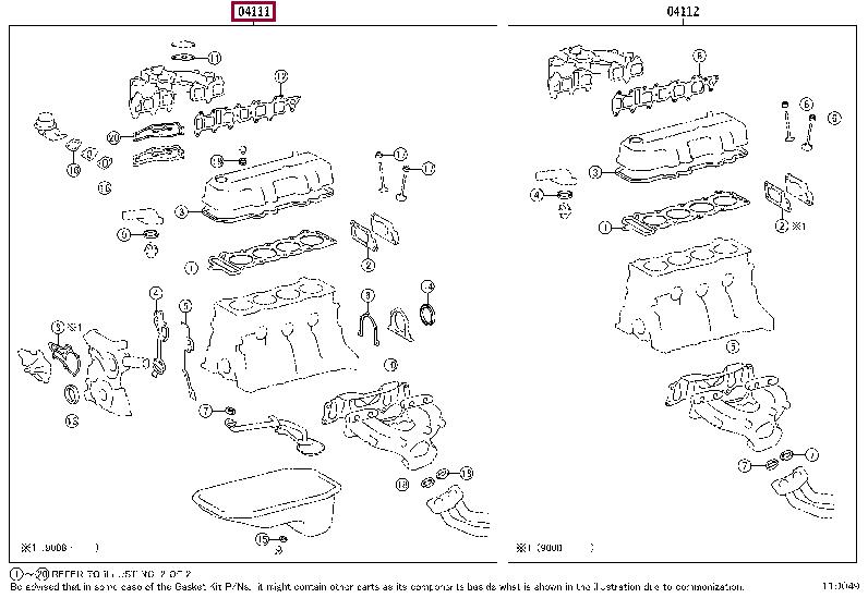 0411135097 Toyota Full Gasket Set, engine